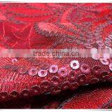 2014 Newest Design Red Flowers Embroidery Design With PU Sequin thumbnail-3