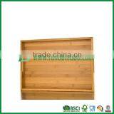 Solid bamboo room service tray with handle