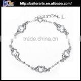 925 Sterling Silver Heart Shape Amethyst Box Chain Heart Bracelet thumbnail-5