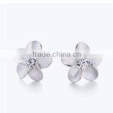 Jewelry Women Sterling Silver Cubic Zirconia Flower Stud Earring thumbnail-1