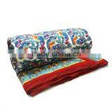 Love Birds Queen Size Indian Hand Block Printed Quilt thumbnail-1