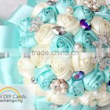 2015 silk wedding bouquet with pearl and buckle