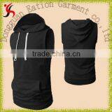 black fitness black blank sleeveless sweat hoody for men                        
                                                Quality Choice