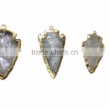 Crystal Quartz Eletroplated Pendant Arrowhead Gemstone : Arrowhead Indian Arrowhead Supplies