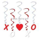 Valentines Day Red & Pink Swirl Hearts Hanging Decorations for Party thumbnail-3