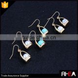 2016 newest arrival fashion white green turquoise stone pearl beads earring,18k gold plated ,handmade design