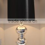 2016 new design hot sale in UK mirror electroplated desk lamp with glass ball and long black cylinder PVC shade