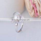 2015 Fashion 925 Sterling Silver Ring Clover Micro Zircon Pave Setting Pearl Ring thumbnail-5