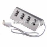 High-end Mini Silver Metal 4 Ports 2.0 USB Hub Aluminium thumbnail-2