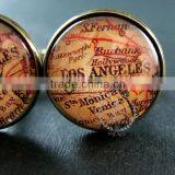 20mm Vintage Antiqued Bronze Los Angeles Old Map Art Collage Glass Cabochon Round Cufflinks Fashion Wedding Cuff Links 6600041 thumbnail-2