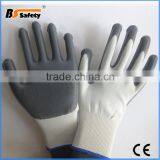 BSSAFETY Cheap Gray Nitrile Coated Gloves With Polyester Liner thumbnail-1