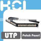 Taiwan Manufacturer 1U 24 Port Angled Discrete Unshielded Snap-In Type Patch Panel