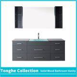 60'' Gray Bath Vanity Unit Glass Vessel Sink With Mirror Cabinet thumbnail-1