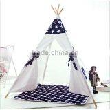 BSCI Aduit Black Striped Canvas Material Wooden Pole Children Kids Play Tepee Tent thumbnail-2