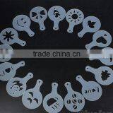 CY183 16Pcs/set Mold Coffee Milk Cake Cupcake Stencil Template Coffee Barista Cappuccino Template Strew Pad Duster Spray Tools thumbnail-2