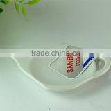 4.5inch Cheap White Porcelain Teapot Shaped Tea Bag Holder in Stock thumbnail-1