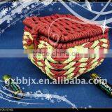 Red Square Paper Rope Woven Iron Frame Present Storage Box thumbnail-1