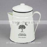 ROUND ENAMEL IRON PITCHER W/LID & HANDLE thumbnail-1