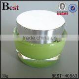 luxury acrylic cosmetic cream jar 15g 30g 50g transparent plastic cosmetic cream jar with aluminum silver color cap