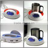 All in One USB Cup Warmer Clock Computer PC 4 Port Hub