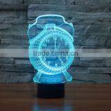 New Touch Clock 3D Night Light 7 Color Change LED Table Lamp Xmas Toy Gift thumbnail-3