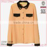 Women Garment Factory Daily Wear Ladies Popular Style Fancy Casual Polyester Spandex Simple Shirt for Mature Women thumbnail-1