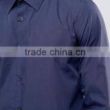 Plus Size Long Sleeve Spread Collar Mens Pre-Shrunk 65% Polyester 35% Cotton Breathable Slim Fit Casual Navy Solid Color Shirts thumbnail-3