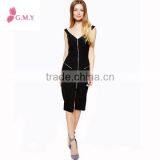 Fashion Summer Euramerican Sleeveless Plain Dyed Top Fly Zipper Dress for Women thumbnail-1