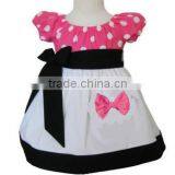 Cheap Kids Clothes China Minnie Dress Pink Polka Dots, White and Black With Applique Cute Custom Boutique Style Cotton Dress thumbnail-1