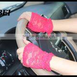 Lace Jacqaurd Sexy Half Hand UV Protect Driving Summer Gloves thumbnail-4