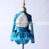 2016 New Design -n-Stock Items Supply Type and Costumes Long Sleeves Blue Leotard Sequin Half Skirt Jazz Dress thumbnail-2