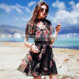 2017 New Trend Summer Dresses for Women Sexy Backless Perspective Printing Chiffon Beach Fashion Dresses thumbnail-1