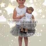 Girls Rhinestone Star Tee Silver Pettiskirt With Matching 18" American Girl Doll Outfit thumbnail-1