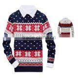 Christmas Mans Brand Clothes Norwegian Jacquard Patterned Tight Pullover Sweater for Wholesale thumbnail-5