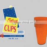 Plastic Cups 16oz Orange Disposable thumbnail-1