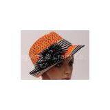 Female Orange Packable Sun Hat / Leisure Hats With 5cm Short Brim For Party Leisure thumbnail-1