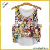 Bulk Custom Fullprint 100% Polyester Fitted Crop Top thumbnail-4