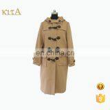 Fashion women hooded long wool blend duffel coat