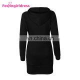 Fashion Plain Long Sleeve Slit Pullover Hoodie Women Winter Dress thumbnail-6