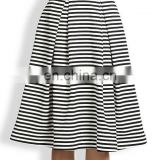 2015 Hot Sale Women Stripe Style A-line Pleated Midi Skirt