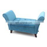 Customized Home Furniture Large Wooden Seat Velvet Sofa Chair Bench Footstool With Big Storage Space thumbnail-1