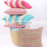 Hot Selling Customized Decorative Colorful Faux Straw Cushion Pillows Outdoor Modern Printed Woven Chair Cushion thumbnail-2