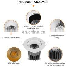 High Quality Adjustable Round Square Trim Recessed COB Indoor 7 12 20 Watt LED Downlight thumbnail-3