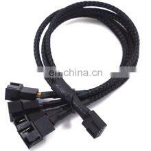 Black 4 Pin Pwm Fan Cable 1 To 2/3/4 Ways Splitter Black Sleeved 27cm Extension Cable Connector PWM Extension Cables thumbnail-4