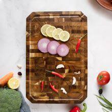 End Grain Food Meat Fruits Acacia Wooden Chopping Boards With Juice Groove Cutting Board thumbnail-2