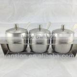 3pcs Stainless Steel Spice Bottle With Spoon Set thumbnail-1