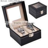 W1141 Express Clear Window Leather Watch Packaging Box Wooden Couple Watch Box