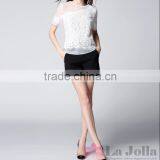 2016 Summer Fashion Lady False Two-piece Lace Macrame Short Sleeves T-shirt 149 thumbnail-2