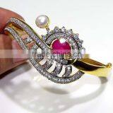 Gold Finish Ethnic, Zirconia,Pearl,Ruby Bracelet Jewelry Design With Meenakari (Enamal) . 22 K Gold Plated Jewellery thumbnail-3