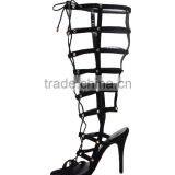 2015 Women Over Knee High Heels Boots Lace up Black Knee Boots High Heel Boots for Women thumbnail-2